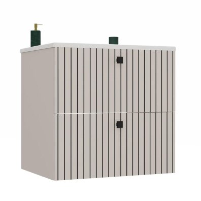 SZAFKA POD UMYWALKĘ TIGO 60 2S KASZMIR RYFLOWANY FRONT + UMYWALKA