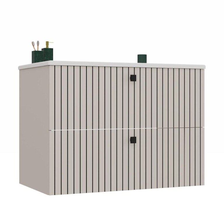 SZAFKA POD UMYWALKĘ TIGO 80 2S KASZMIR RYFLOWANY FRONT + UMYWALKA (1)